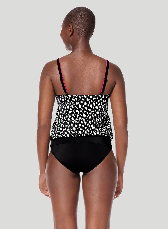 Amoena : Manila Blouson Mastectomy Tankini Black White