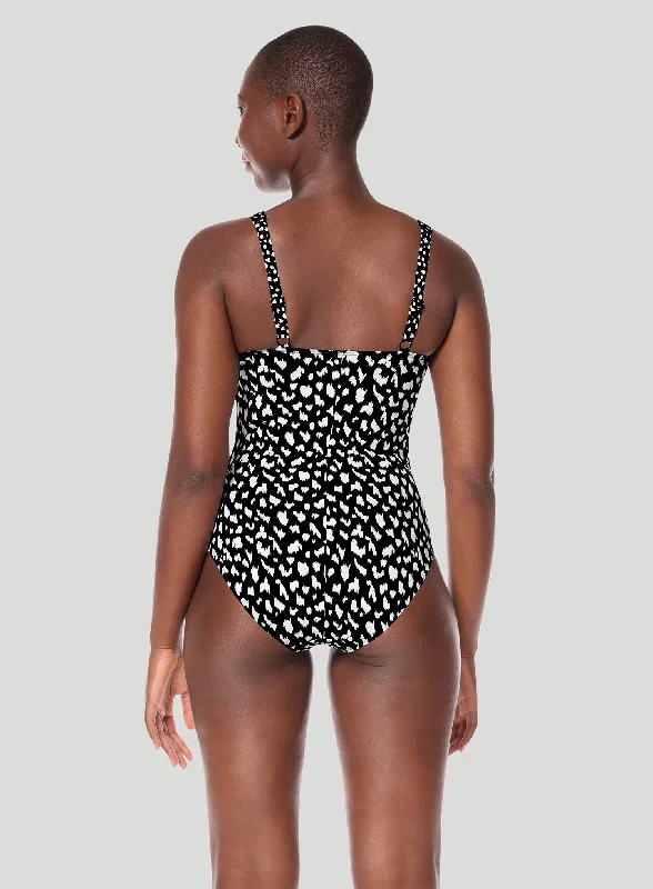 Amoena : Manila High Cut Mastectomy One Piece Black White