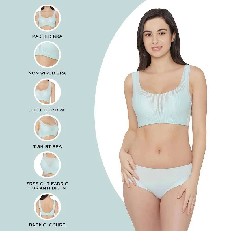 Aura Padded Non-wired 3/4th Cup Everyday Wear Full coverage Bralette - Mint Green