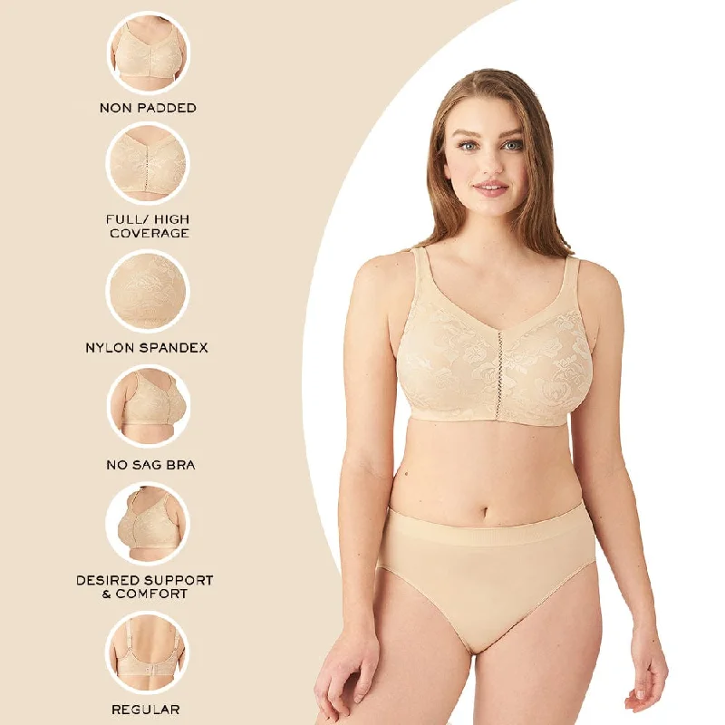 Awareness Non Padded Non-Wired Full Cup Comfort Strap Everyday Wear Plus Size Full Support Bra - Beige