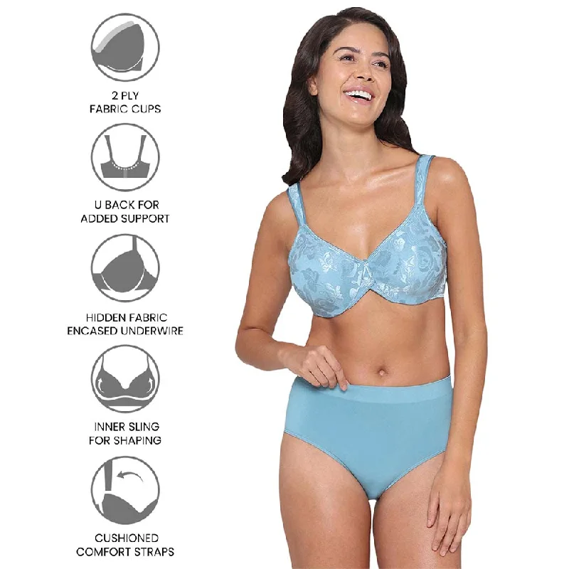 Awareness Non Padded Wired Full Coverage Full Support Plus Size Bra - Sky Blue