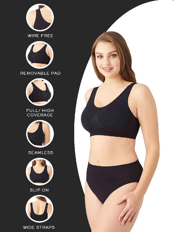 B-Smooth Padded Non-wired Full Cup Everyday Wear Full coverage Bralette - Black