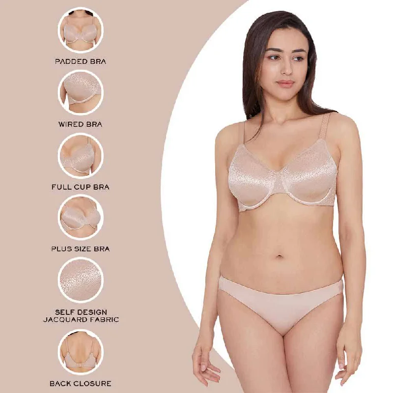 Back Appeal Contour Padded  Wired Full Cup Everyday Wear Plus Size Full Support Bra - Brown