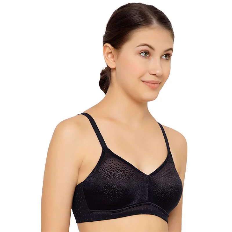 Back Appeal Non Padded Non-Wired Full Cup Everyday Wear Plus Size Seamless Full Support Bra - Black