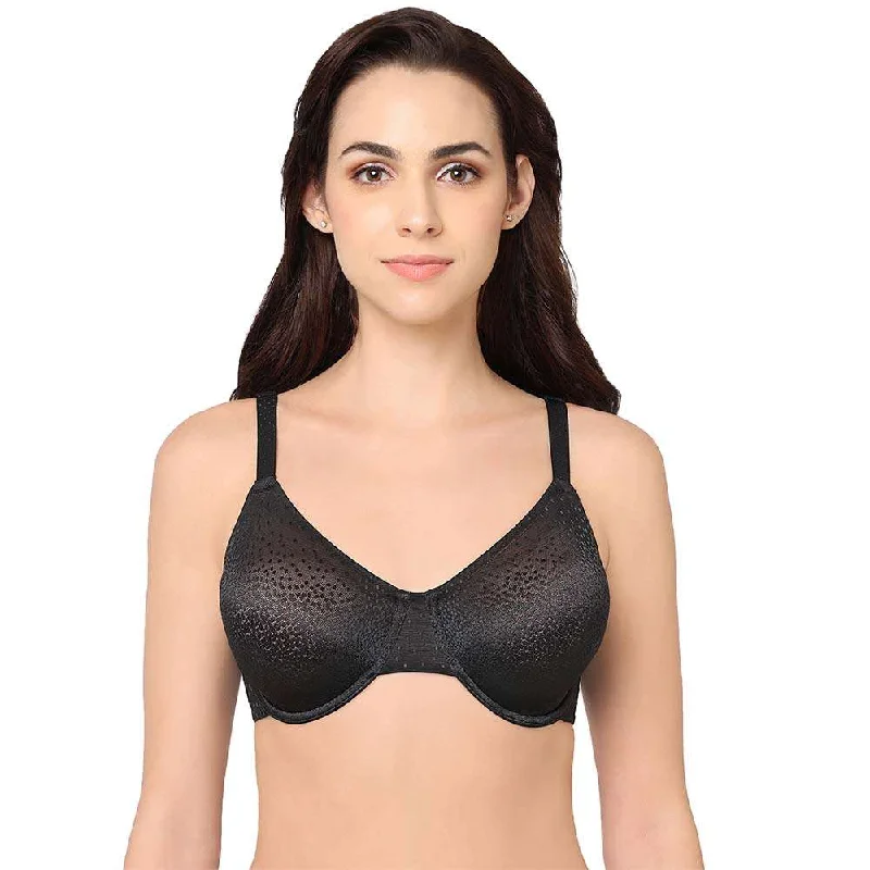 Back Appeal Non Padded Wired Full Cup Everyday Wear Plus Size Comfortable Full Support Bra - Black