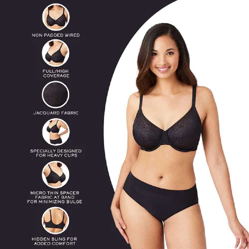 Back Appeal Non Padded Wired Full Cup Everyday Wear Plus Size Comfortable Full Support Bra - Black