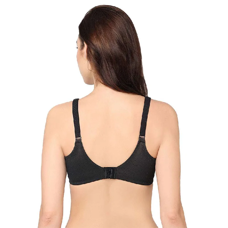 Back Appeal Non Padded Wired Full Cup Everyday Wear Plus Size Comfortable Full Support Bra - Black