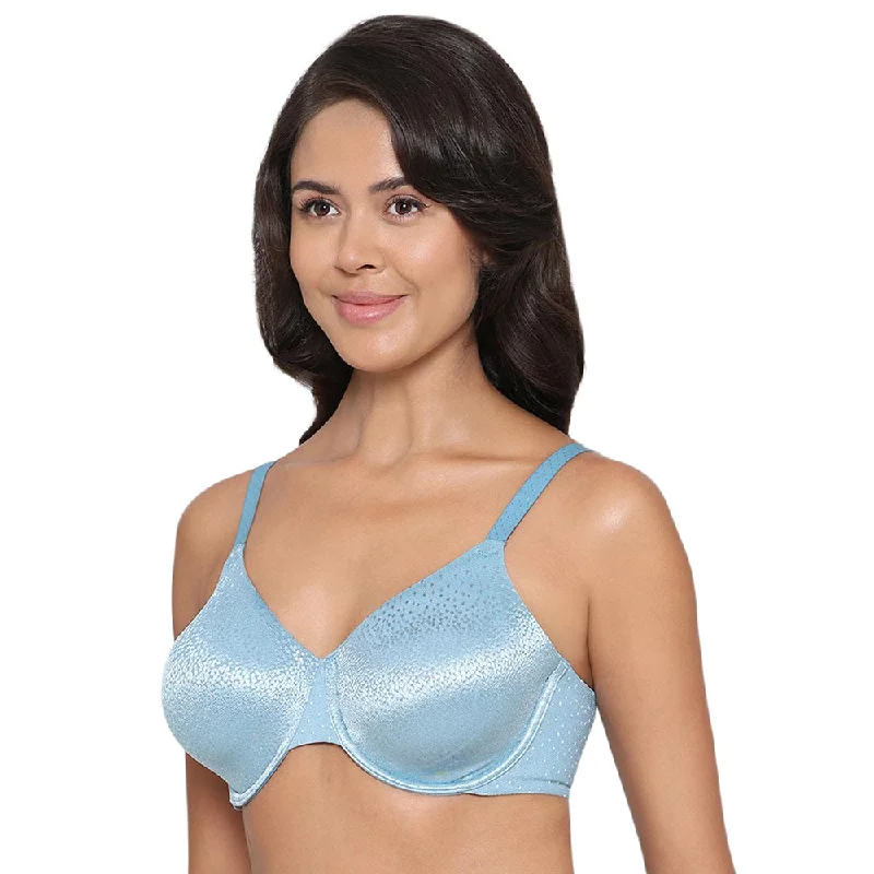 Back Appeal Non Padded Wired Full Cup Everyday Wear Plus Size Comfortable Full Support Bra - Blue