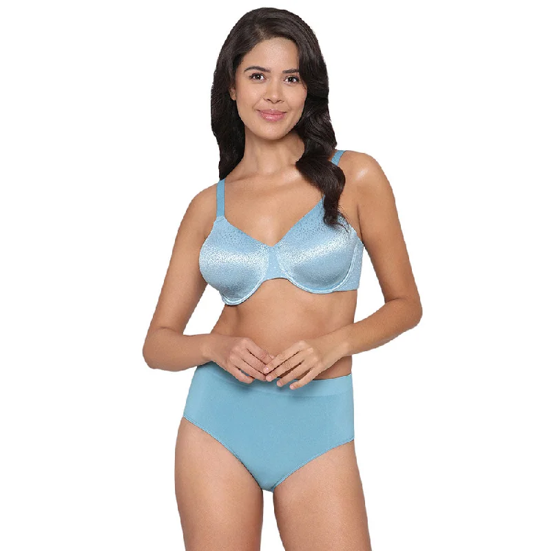 Back Appeal Non Padded Wired Full Cup Everyday Wear Plus Size Comfortable Full Support Bra - Blue