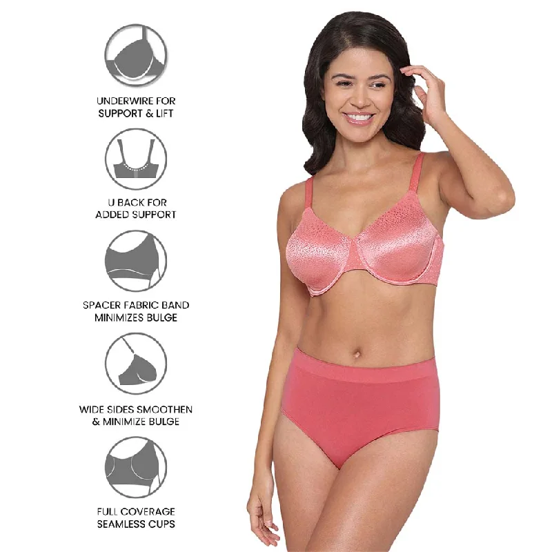 Back Appeal Non Padded Wired Full Cup Everyday Wear Plus Size Comfortable Full Support Bra - Red