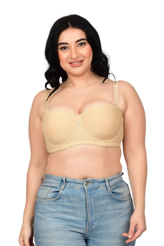 Bare Dezire Half Coverage Underwired Padded Seamless Balconette Plus Size Bra for Women