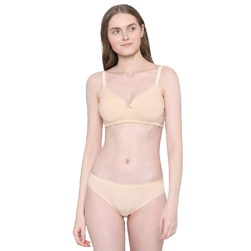 BASICS Essentials2.0 Padded Non-wired 3/4th Cup Everyday Wear T-shirt Bra - Beige