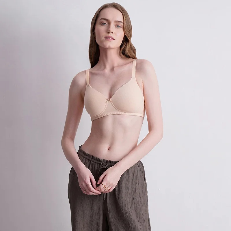 BASICS Essentials2.0 Padded Non-wired 3/4th Cup Everyday Wear T-shirt Bra - Beige