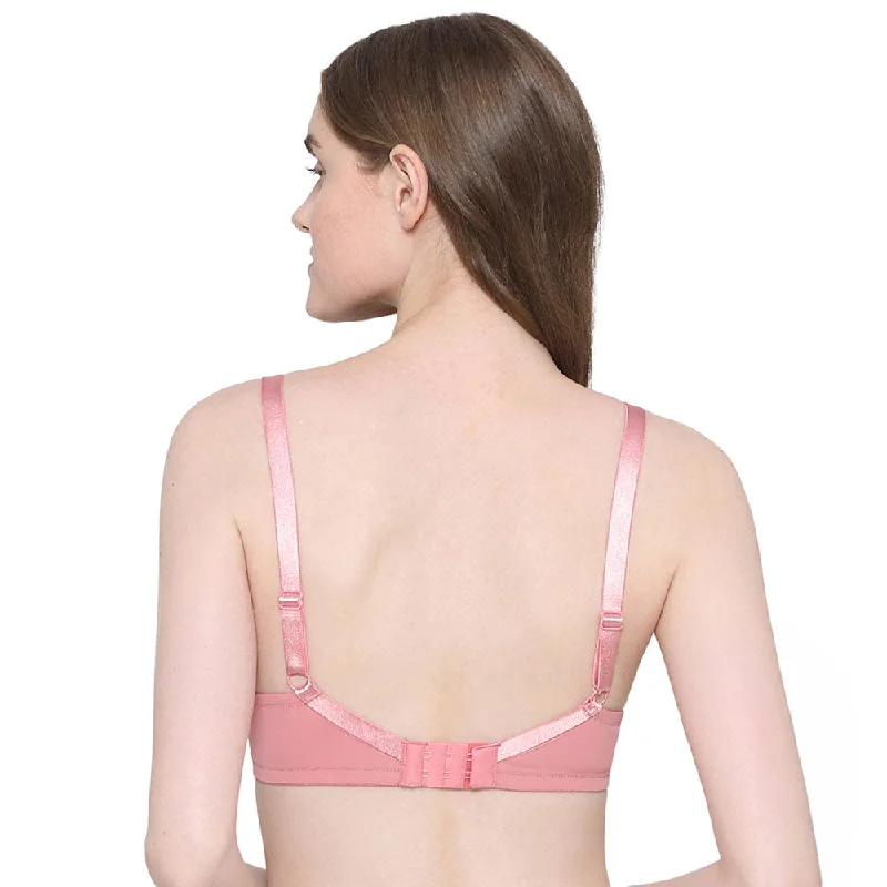 BASICS Zoe Padded Wired 3/4th Cup Everyday Wear Comfort Fit T-shirt Bra - Pink