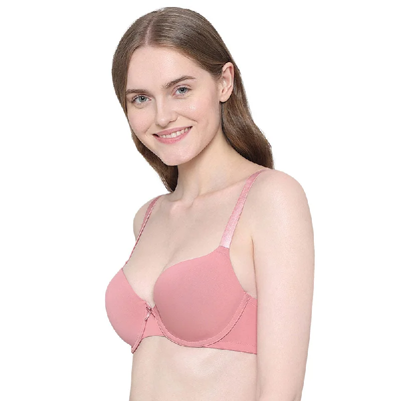 BASICS Zoe Padded Wired 3/4th Cup Everyday Wear Comfort Fit T-shirt Bra - Pink