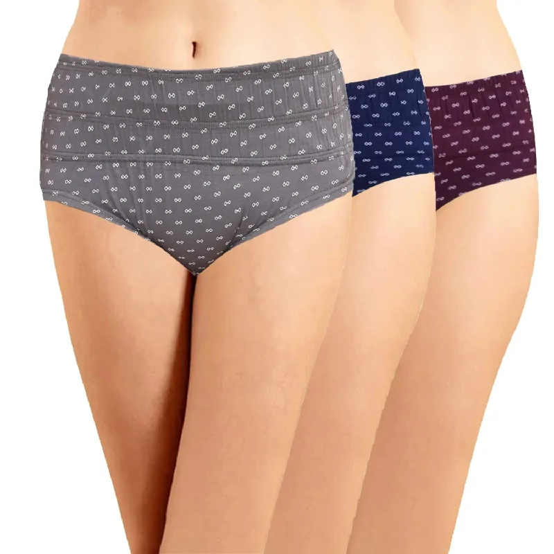 Belly Control With Broad Elastic Panties (Pack of 3) - Printed Assorted Colors (Pack of 3)