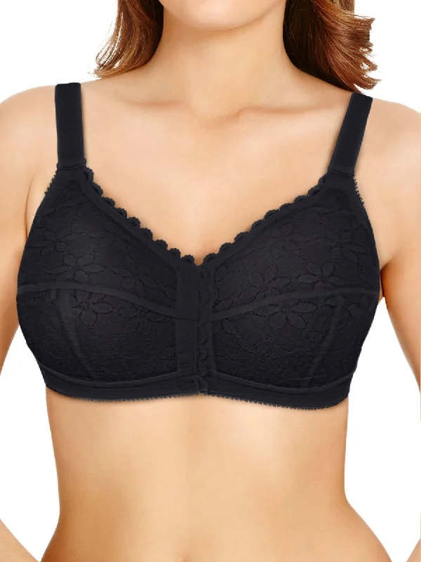 Classic Full Cup Front Fastening Bra - Black