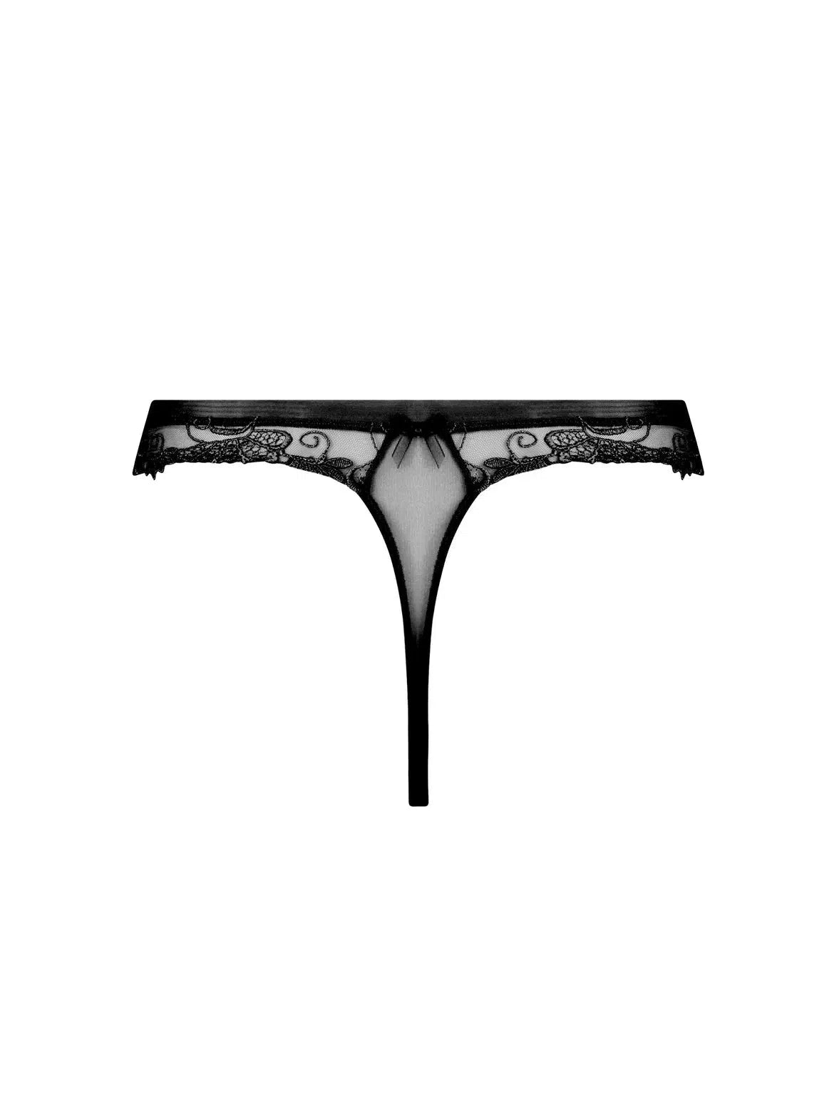 Black Dressing Floral Thong