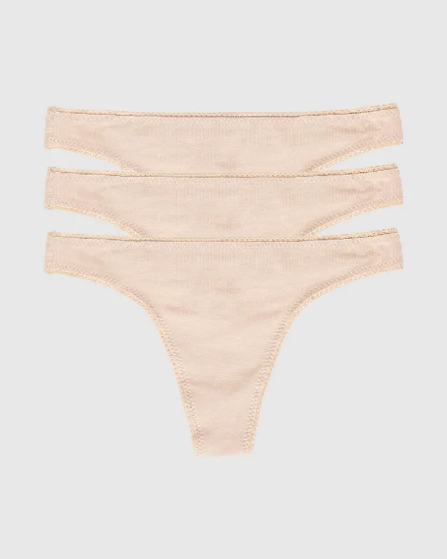 Cabana Cotton Hip G Thong Underwear 3 Pack - Champagne