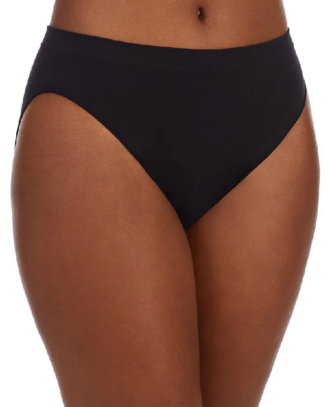 Cabana Cotton Seamless Hi Cut Brief Underwear - Black