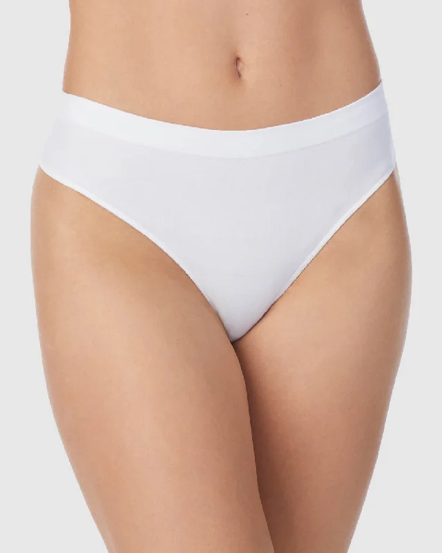 Cabana Cotton Seamless Thong Underwear  - White