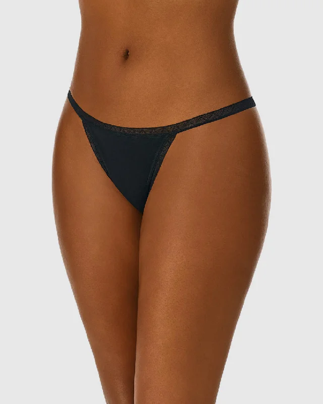 Cabana Cotton String Thong Underwear - Black