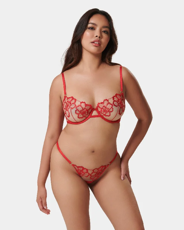 Catalina Wired Bra Red/Sheer