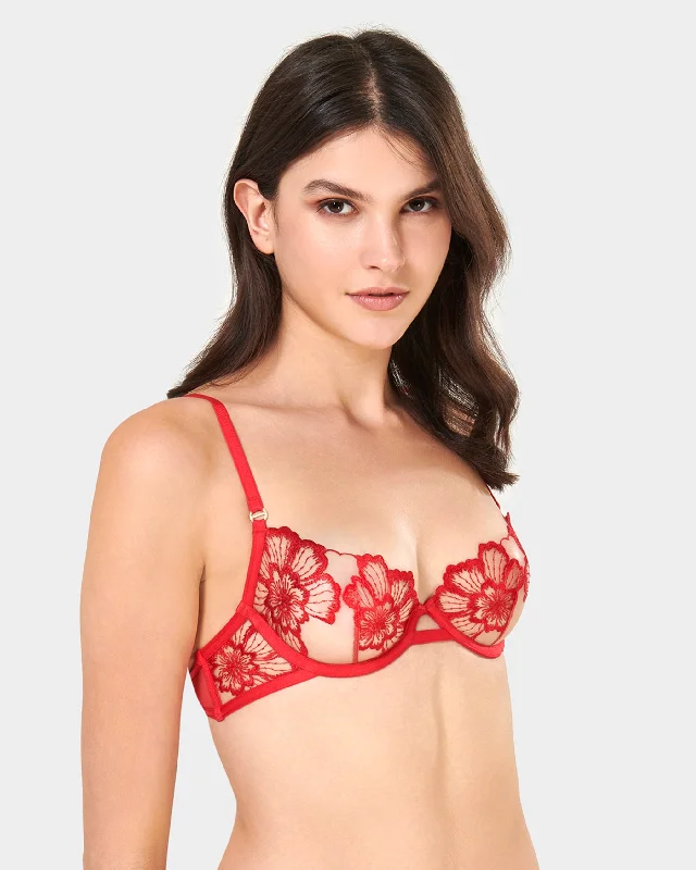 Catalina Wired Bra Red/Sheer