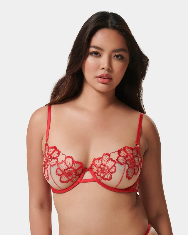 Catalina Wired Bra Red/Sheer