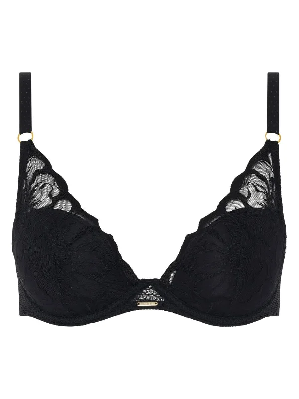 Fleurs Plunge T-Shirt Bra - Black