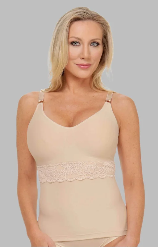 Comfeez Long Scoop-neck Cami Bra Top with Bra Pockets