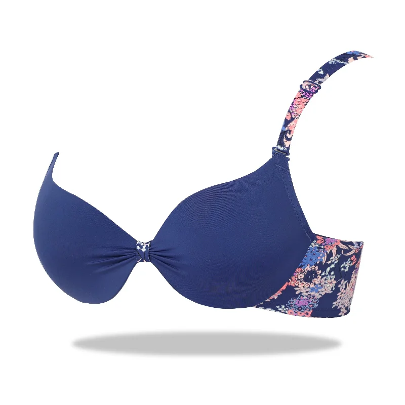 Navy Padded Printed Floral Essence with Stretchable Straps