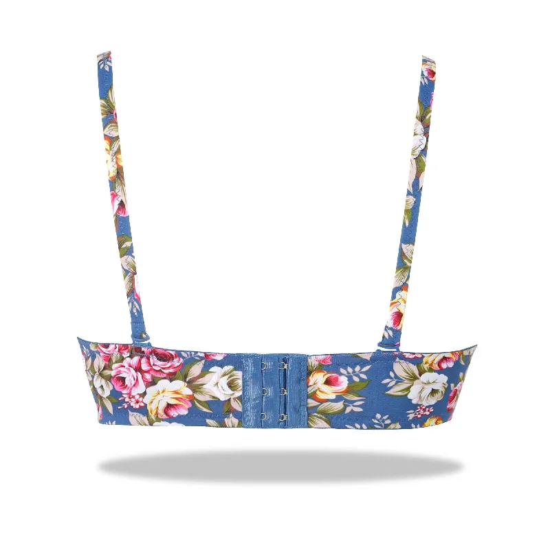 Navy Padded Printed Floral Essence with Stretchable Straps