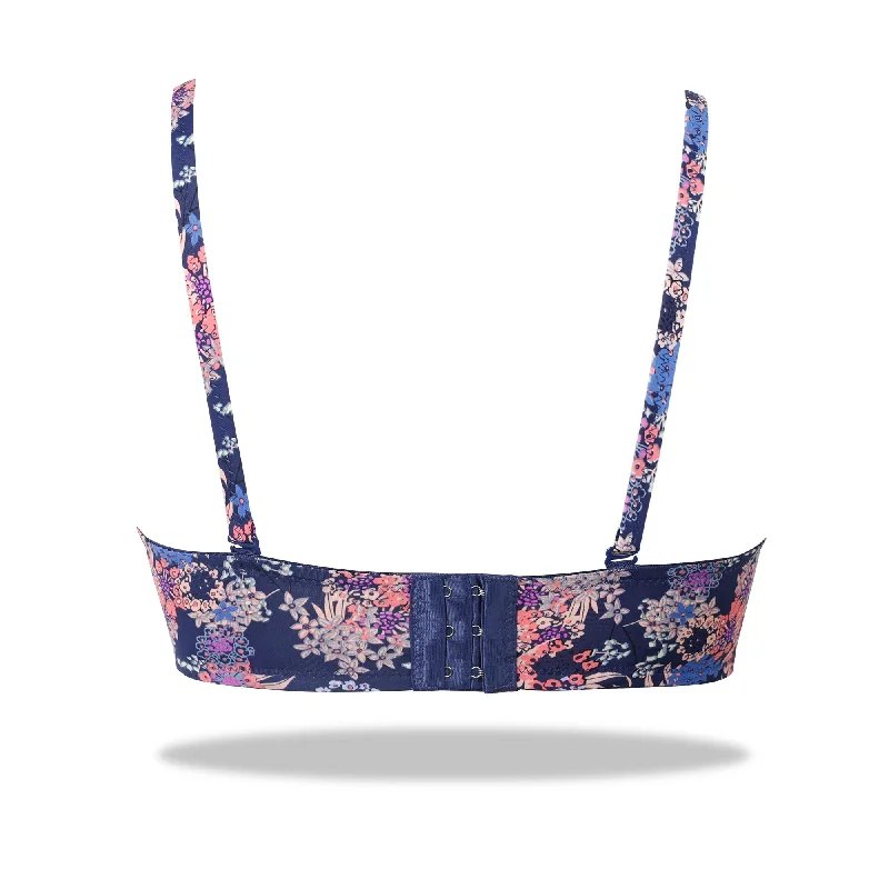 Navy Padded Printed Floral Essence with Stretchable Straps