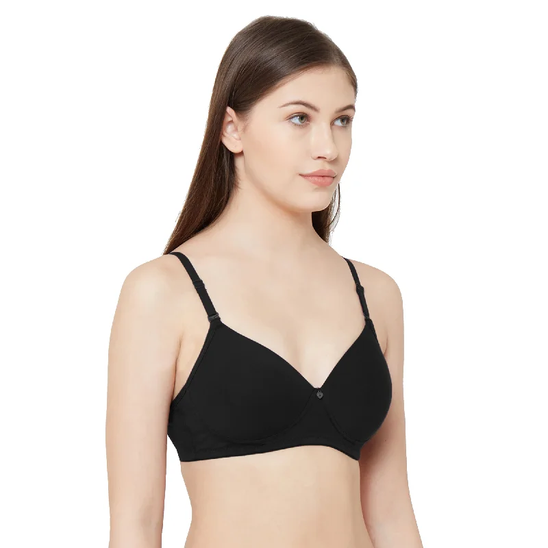 1059-Cotton Basics Plain Padded Bra Black