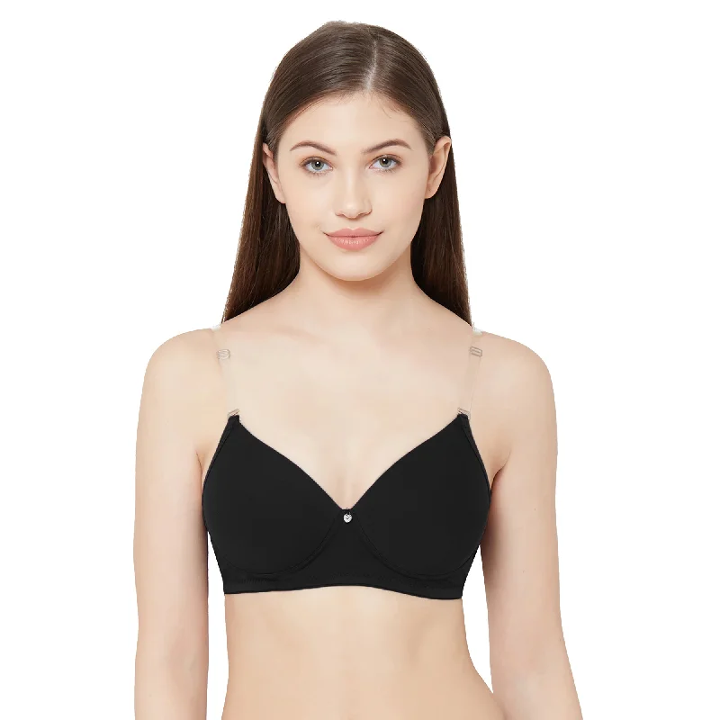 1059-Cotton Basics Plain Padded Bra Black