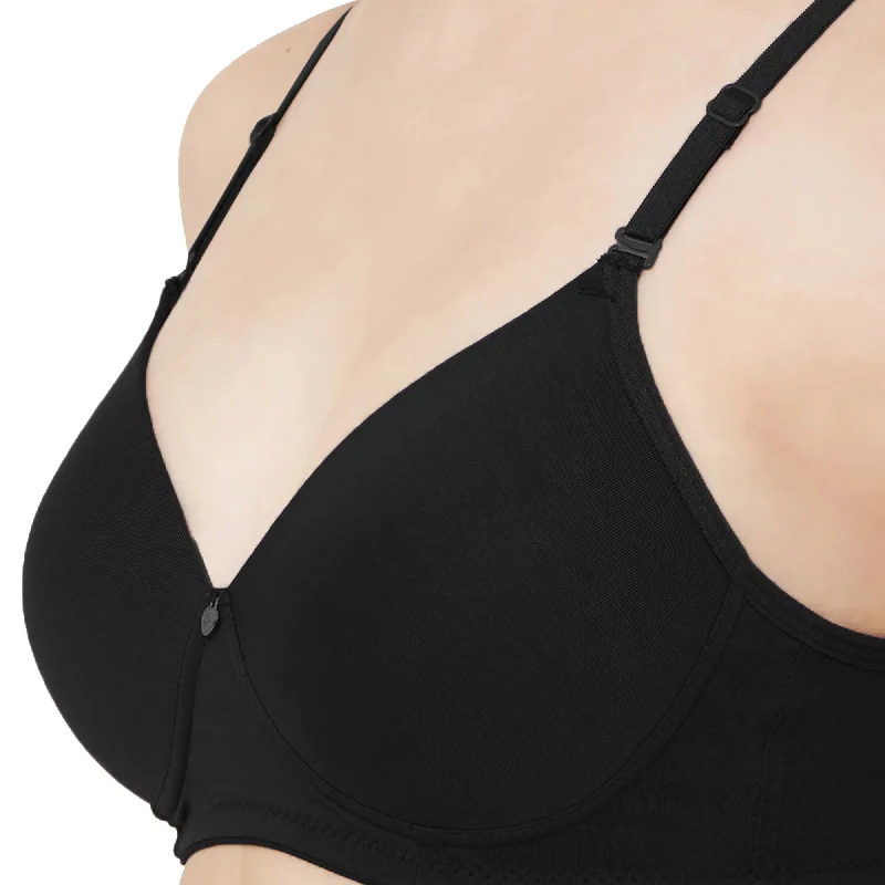 1059-Cotton Basics Plain Padded Bra Black