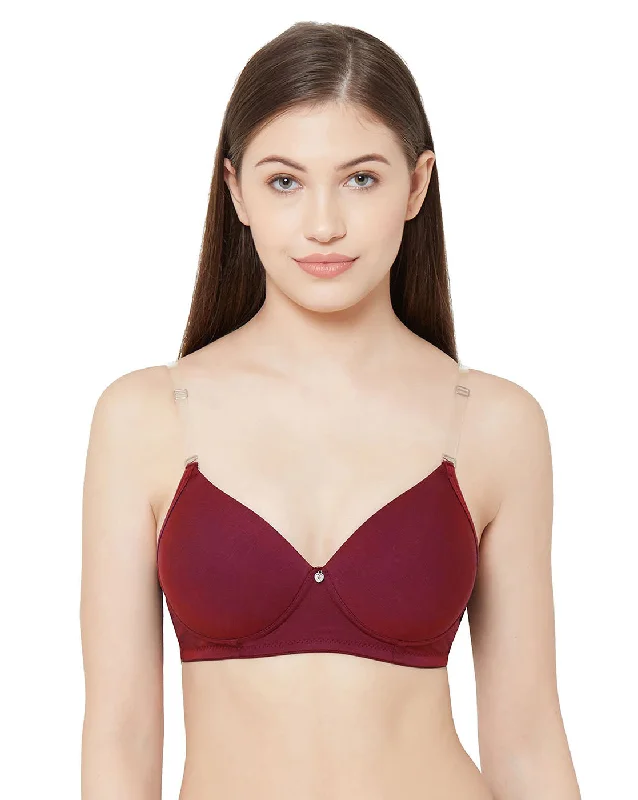 1059-Cotton Basics Plain Padded Bra Maroon