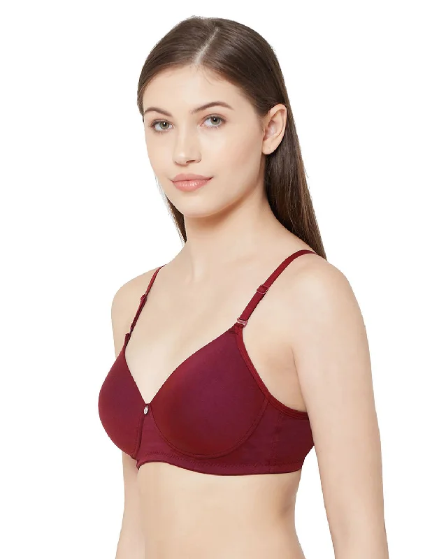 1059-Cotton Basics Plain Padded Bra Maroon