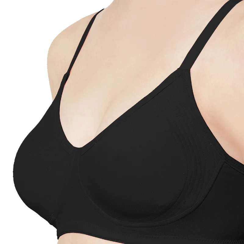 Sakhi - Plain Side Support Everyday Bra Black