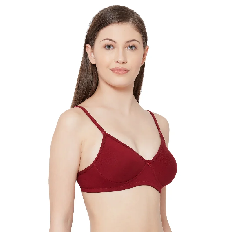 1030-Cotton Basics Plain Soft Padded T-Shirt Bra Maroon