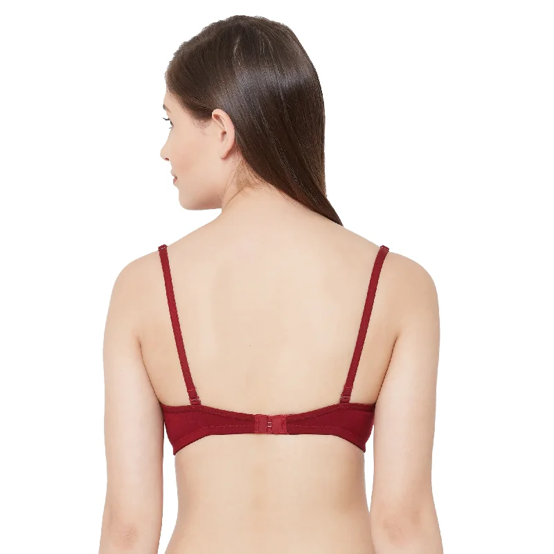 1030-Cotton Basics Plain Soft Padded T-Shirt Bra Maroon