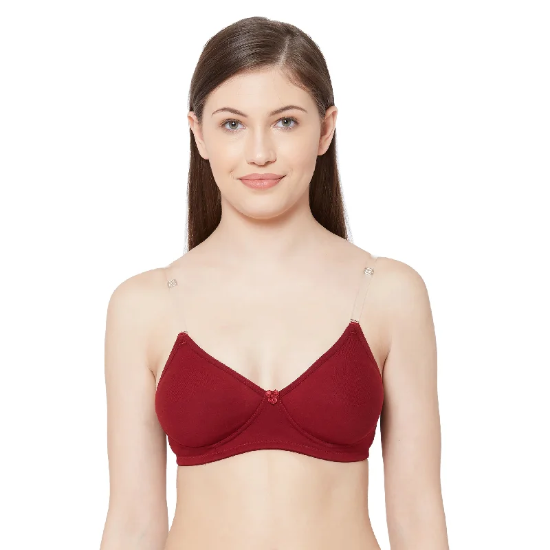 1030-Cotton Basics Plain Soft Padded T-Shirt Bra Maroon