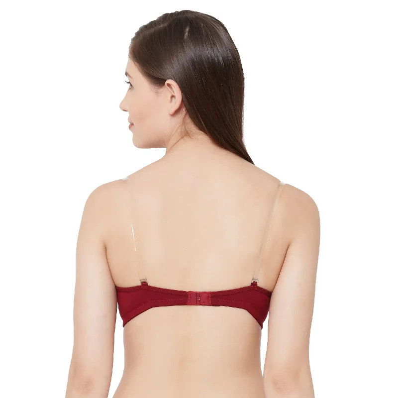 1030-Cotton Basics Plain Soft Padded T-Shirt Bra Maroon