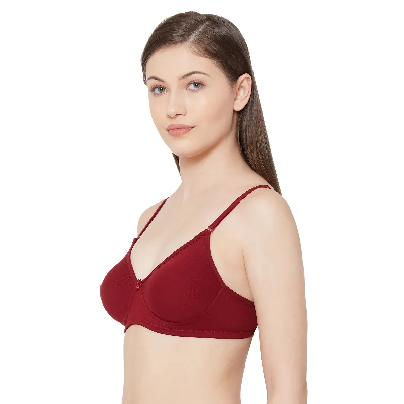 1030-Cotton Basics Plain Soft Padded T-Shirt Bra Maroon