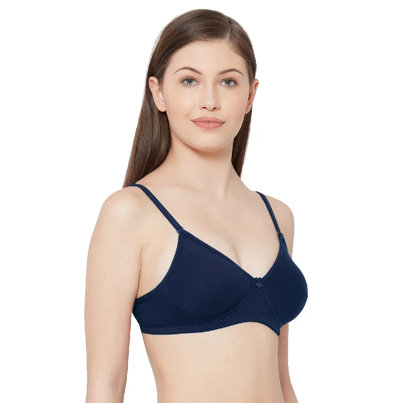 1030-Cotton Basics Plain Soft Padded T-Shirt Bra Navy Blue