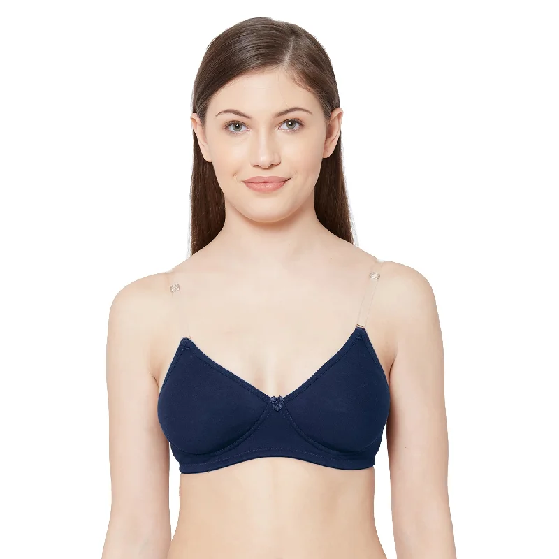 1030-Cotton Basics Plain Soft Padded T-Shirt Bra Navy Blue