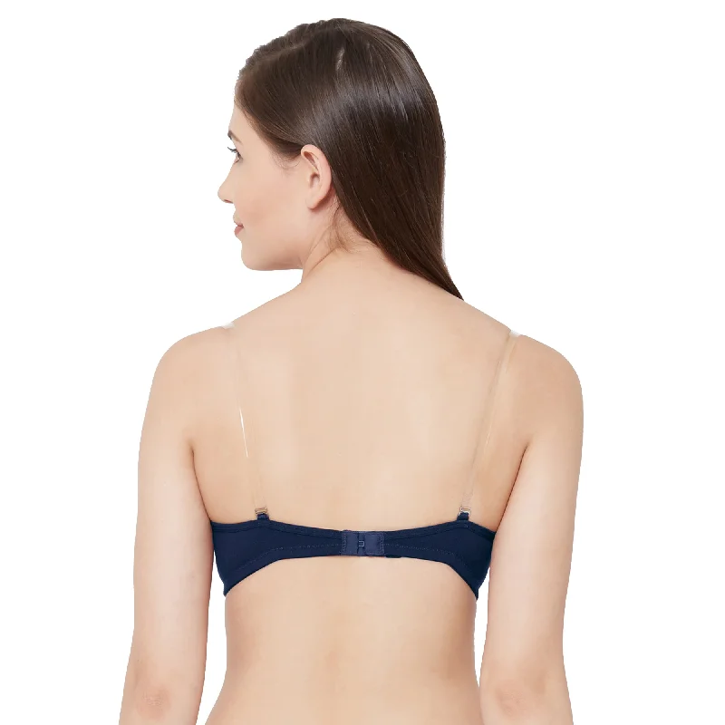 1030-Cotton Basics Plain Soft Padded T-Shirt Bra Navy Blue