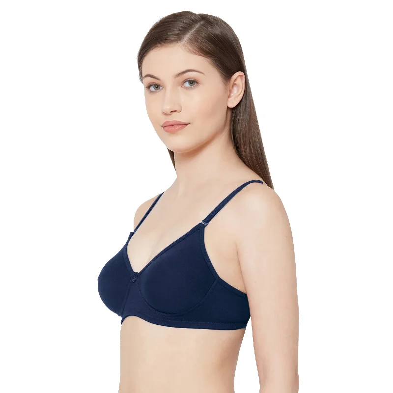 1030-Cotton Basics Plain Soft Padded T-Shirt Bra Navy Blue