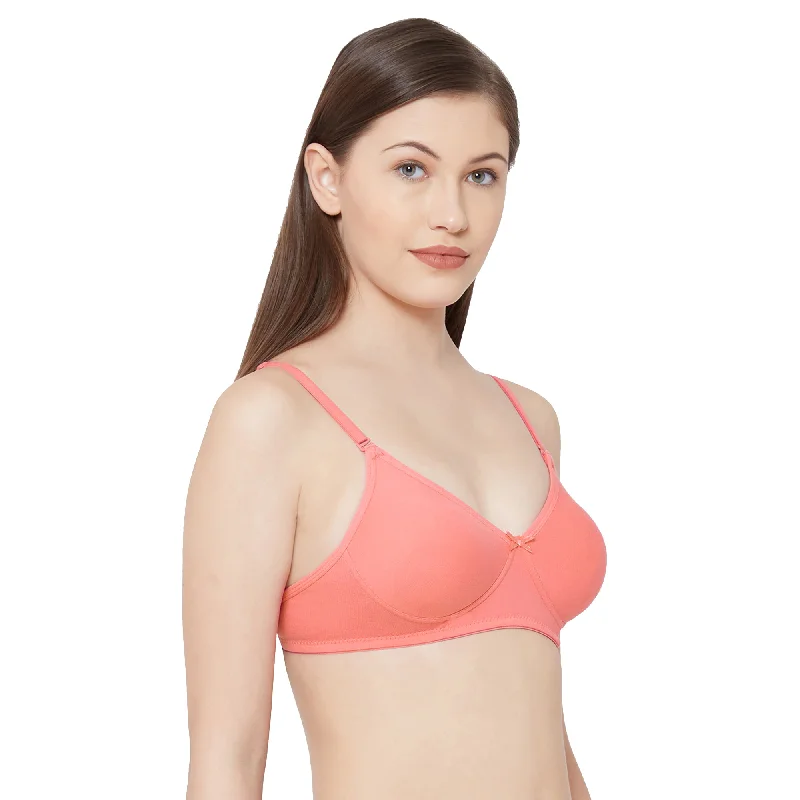 1030-Cotton Basics Plain Soft Padded T-Shirt Bra Peach